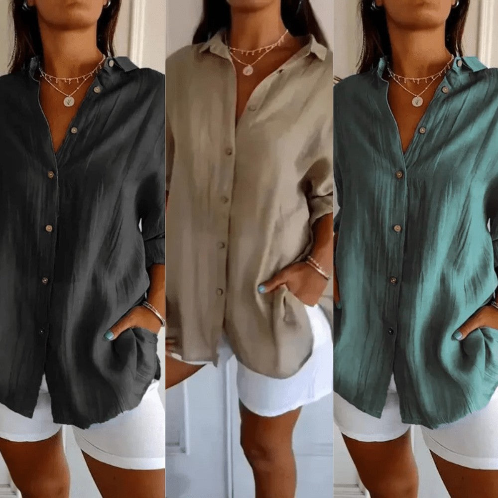 Kit 3 Camisas Ibiza em Linho de Algodão – Design Semi Plissado — Baviore
