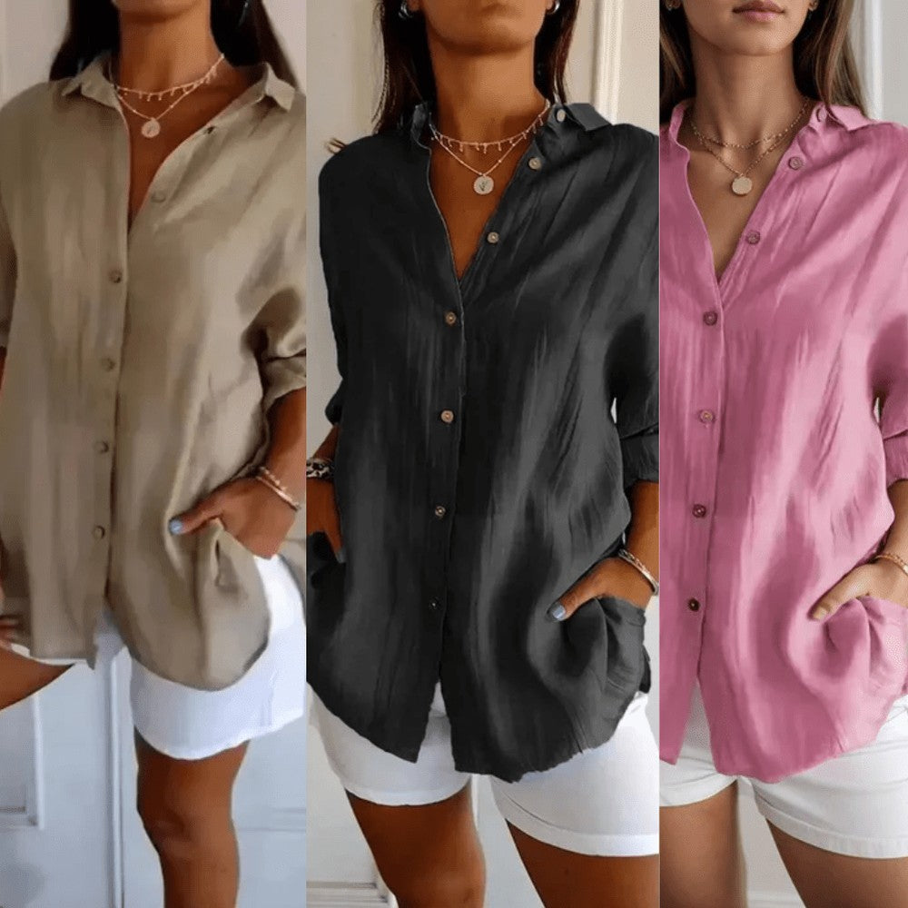 Kit 3 Camisas Ibiza em Linho de Algodão – Design Semi Plissado — Baviore