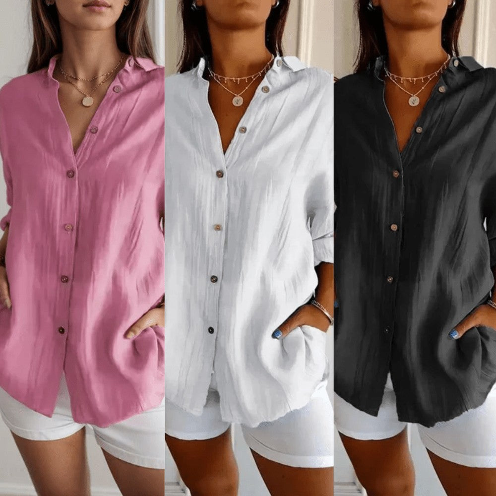 Kit 3 Camisas Ibiza em Linho de Algodão – Design Semi Plissado — Baviore