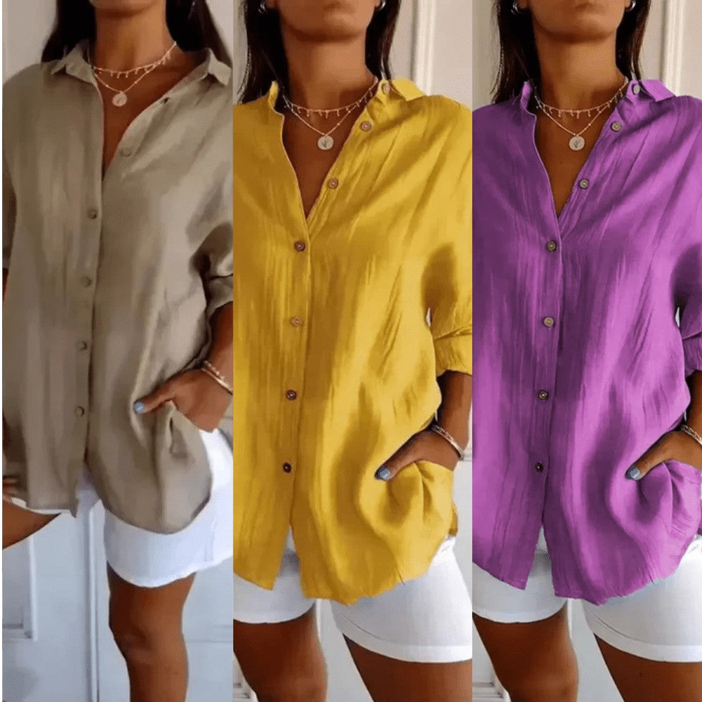 Kit 3 Camisas Ibiza em Linho de Algodão – Design Semi Plissado — Baviore