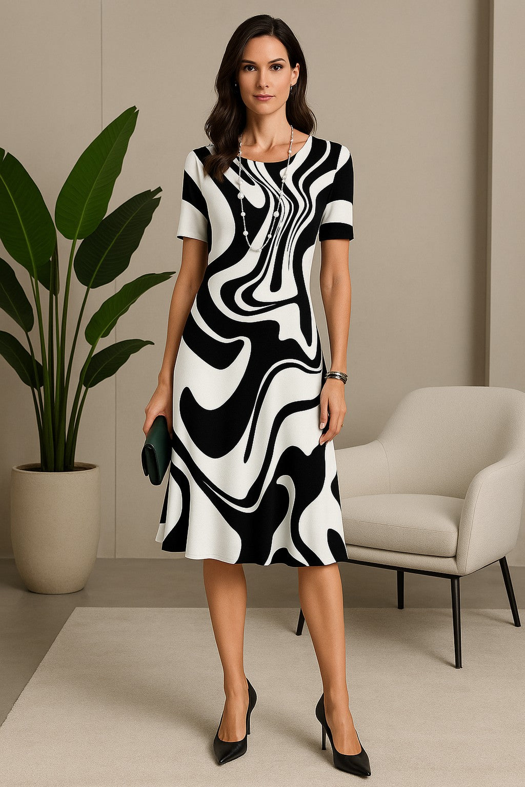 Vestido Amarílis Preto e Branco — Baviore