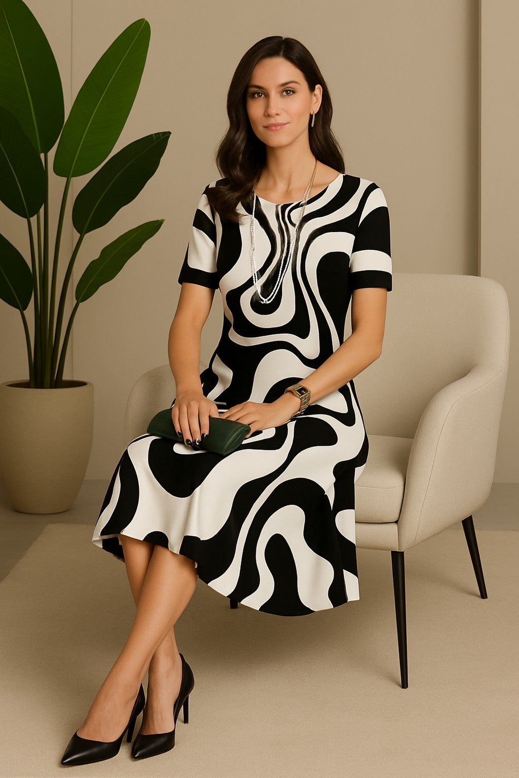 Vestido Amarílis Preto e Branco — Baviore